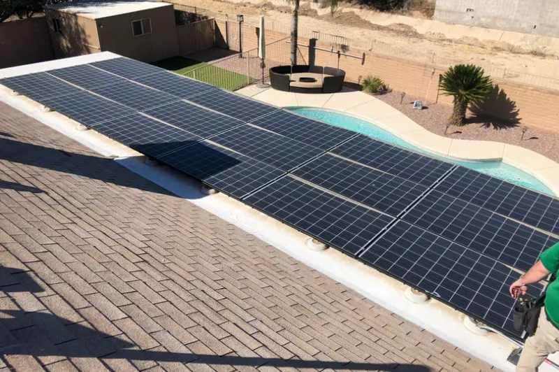 Solar panels installed on a new roof by Blueprint Home Services in Tucson